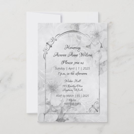 Zwart-Wit Monotone Witte Rozen Gouden Lijst Save The Date (Achterkant)
