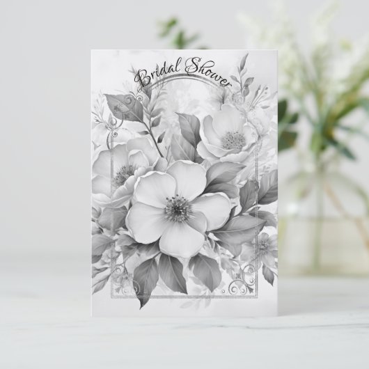 Zwart-Wit Monotone Witte Rozen Gouden Lijst Save The Date (Staand voorkant)