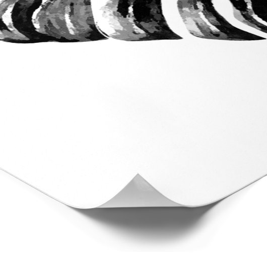 Zwart-wit monsterblad waterverf tropisch poster (Hoek)