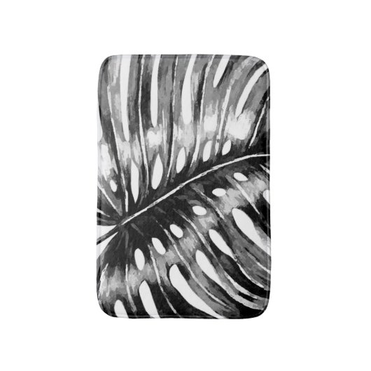 Zwart-wit monsterpalm tropisch badmat (Voorkant Verticaal)
