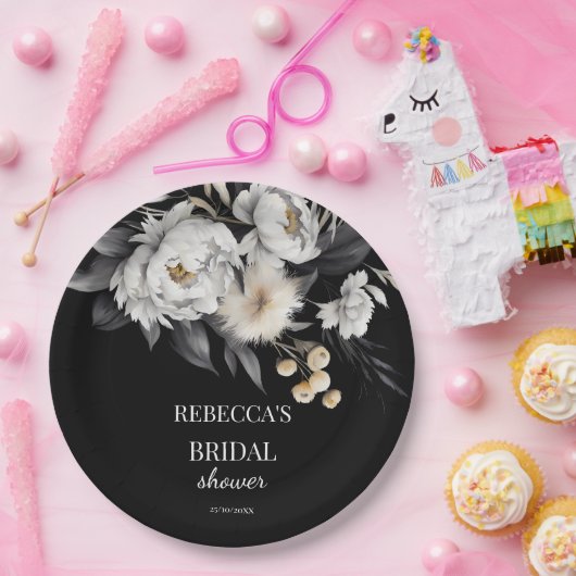 Zwart-wit moody boho vrijgezellenfeest sjabloon papieren bordje (Feest)