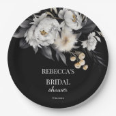 Zwart-wit moody boho vrijgezellenfeest sjabloon papieren bordje (Voorkant)