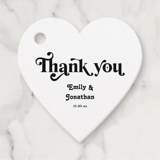 Zwart-wit Moody Bruiloft Bedankjes Labels (Voorkant)