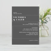 Zwart & Wit Moody Moderne Minimale Bruiloft Kaart (Staand voorkant)