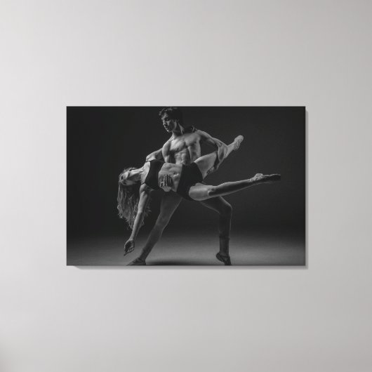 Zwart-wit Mooi Ballet Paar Wall Art Canvas Afdruk (Voorkant)