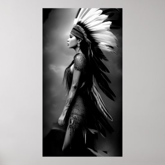 Zwart wit mooi Indiaas Monochrome 3 Poster (Voorkant)