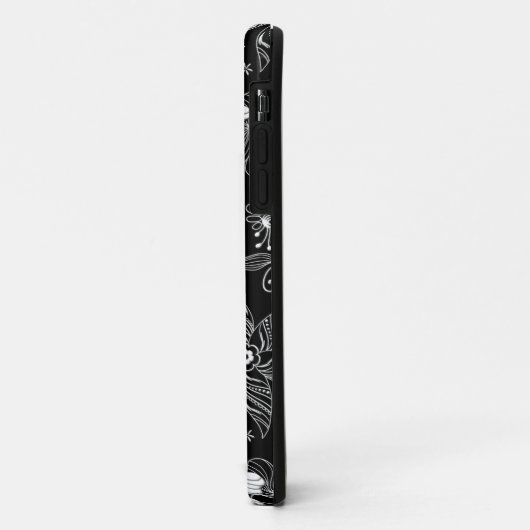 Zwart-wit mooi retro bloemen patroon Case-Mate iPhone case (Achterkant/links)