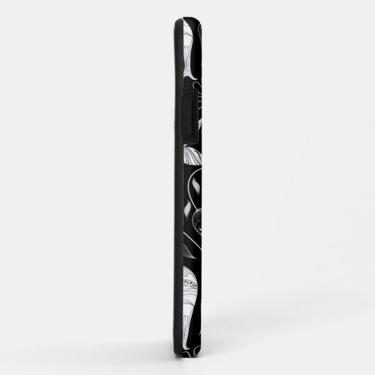 Zwart-wit mooi retro bloemen patroon Case-Mate iPhone case (Achterkant/rechts)