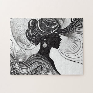 Zwart & Wit Mooie Elegante Silhouette Vrouw Legpuzzel
