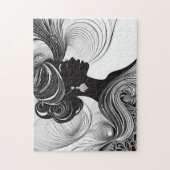 Zwart & Wit Mooie Elegante Silhouette Vrouw Legpuzzel (Verticaal)