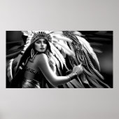 Zwart-wit mooie Indiase vrouw Monochrome Poster (Voorkant)