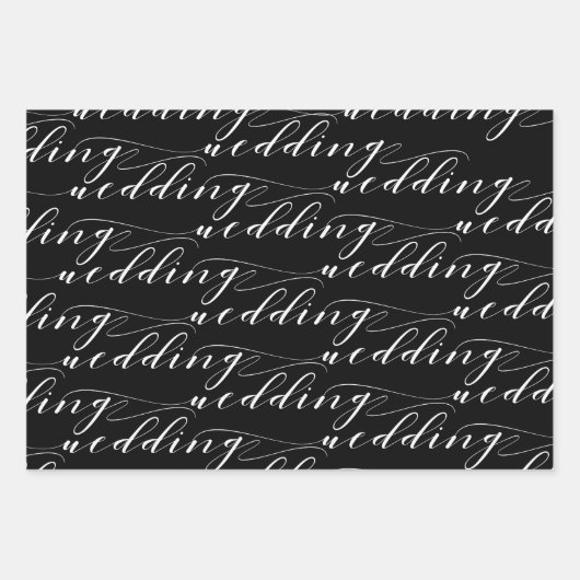 Zwart-wit Mooie kalligrafie bruiloft Inpakpapier Vel (Voorkant)