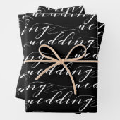 Zwart-wit Mooie kalligrafie bruiloft Inpakpapier Vel (In situ)