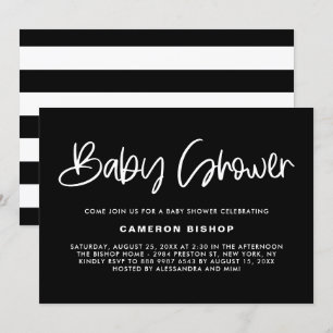 Zwart & Wit Mooie Moderne Kalligrafie Baby Shower Kaart