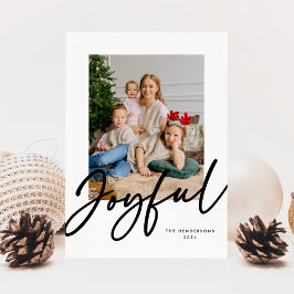 Zwart Wit Mooie Script Foto Kerstkaart