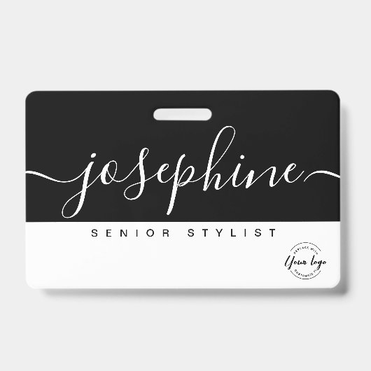 Zwart Wit Mooie Script Naam Persoonlijk Badge (Voorzijde)