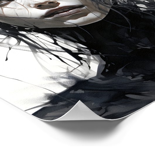 Zwart-wit mooie vrouwen horror fee poster (Hoek)