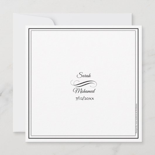 Zwart-wit moslim bruiloft kaart (Achterkant)