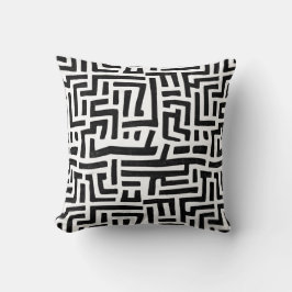 Zwart-wit Motief | Geometrisch Doolhof Patroon Kussen