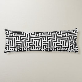 Zwart-wit motief | Geometrisch doolhofpatroon Lichaamskussen