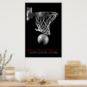 Zwart Wit Motivatie Achievement Basketbal Poster (Keuken)