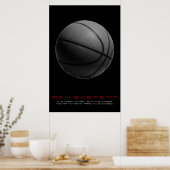 Zwart Wit Motivatie Achievement Basketbal Poster (Keuken)