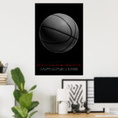 Zwart Wit Motivatie Achievement Basketbal Poster (Thuiskantoor)