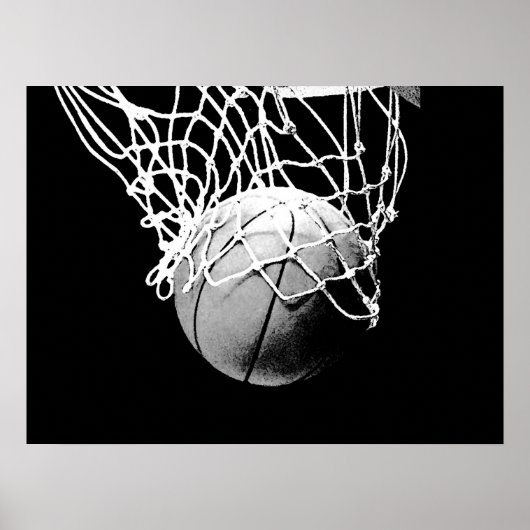 Zwart Wit Motivatie Basketbal Poster (Voorkant)