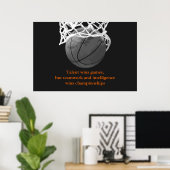 Zwart wit Motivatie Citaat Basketball Poster (Thuiskantoor)