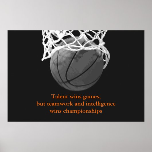 Zwart wit Motivatie Citaat Basketball Poster (Voorkant)