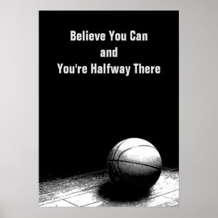 Zwart wit Motivatie Citaat Basketball Poster