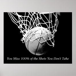 Zwart wit Motivatie Citaat Basketball Poster