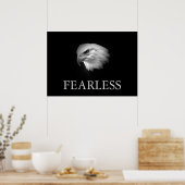 Zwart & Wit Motivatie Fearless Eagle Poster (Keuken)