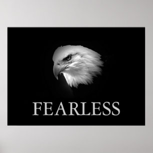 Zwart & Wit Motivatie Fearless Eagle Poster