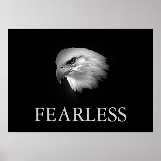 Zwart & Wit Motivatie Fearless Eagle Poster (Voorkant)