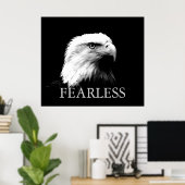 Zwart & Wit Motivatie Fearless Eagle Poster (Thuiskantoor)