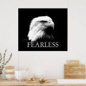 Zwart & Wit Motivatie Fearless Eagle Poster (Keuken)