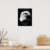 Zwart-wit Motivatie leiderschap Bald Eagle Poster (Keuken)