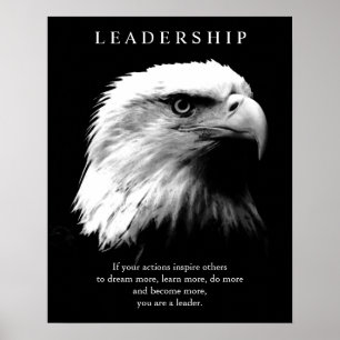Zwart-wit Motivatie leiderschap Bald Eagle Poster
