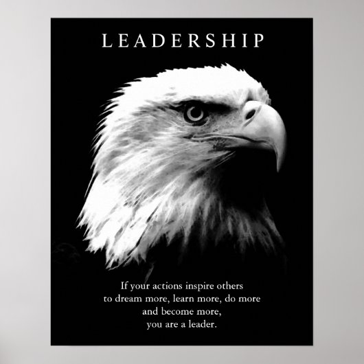 Zwart-wit Motivatie leiderschap Bald Eagle Poster (Voorkant)