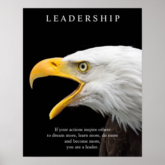 Zwart-wit Motivatie leiderschap Bald Eagle Poster (Voorkant)