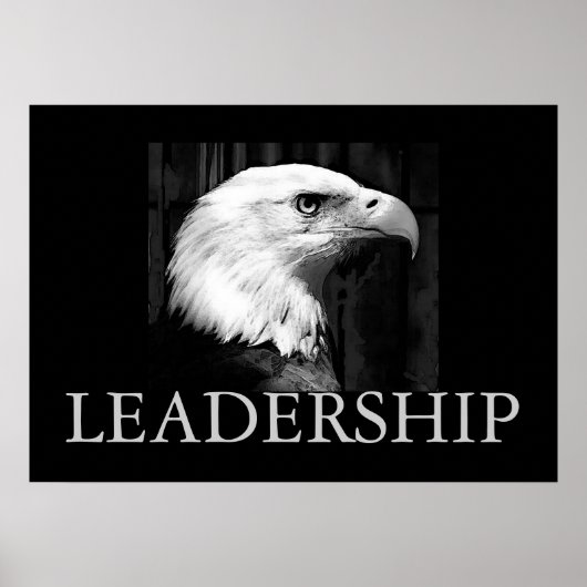 Zwart-wit Motivatie leiderschap Eagle Poster (Voorkant)