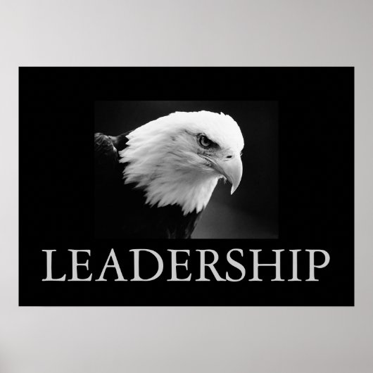 Zwart-wit Motivatie leiderschap Eagle Poster (Voorkant)
