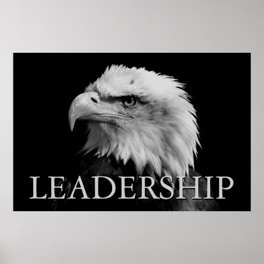 Zwart-wit Motivatie leiderschap Eagle Poster (Voorkant)