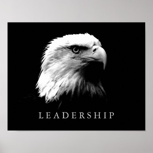 Zwart Wit Motivatie Leiderschap Eagle Poster (Voorkant)