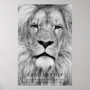 Zwart Wit Motivatie Leiderschap Leeuw Eyes Poster