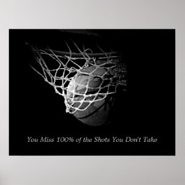 Zwart & Wit Motivatie Quote Basketbal Poster