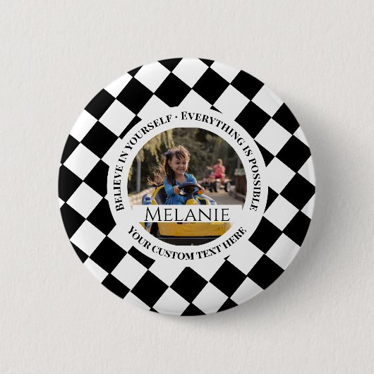 Zwart-wit Motivatie Ronde Button 5,7 Cm (Voorkant)