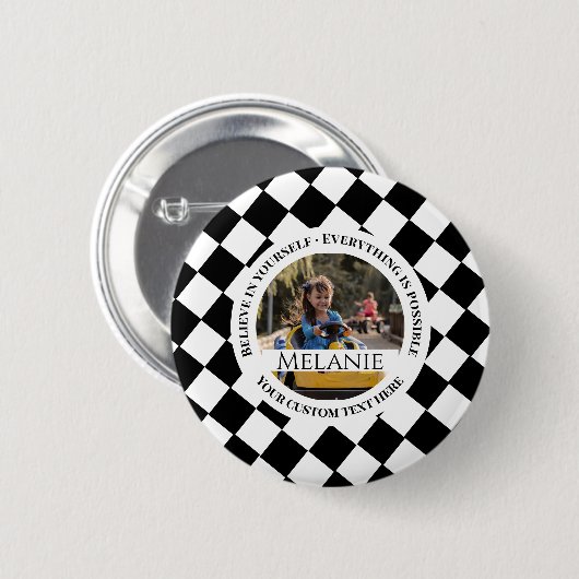 Zwart-wit Motivatie Ronde Button 5,7 Cm (Voorkant /achterkant)