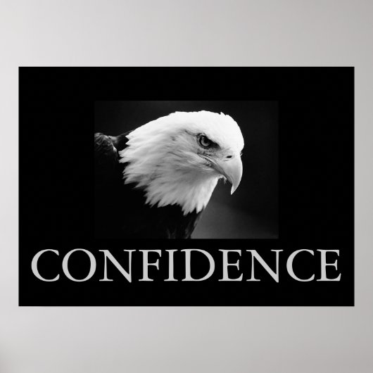 Zwart-wit Motivatie Vertrouwen Eagle Poster (Voorkant)